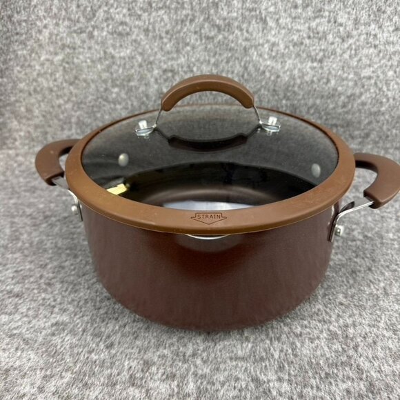 ✅Cooks Essentials 5qt Stock/Sauce-pot Strainer Lid NSF Certified Nonstick Brown - Picture 11 of 14